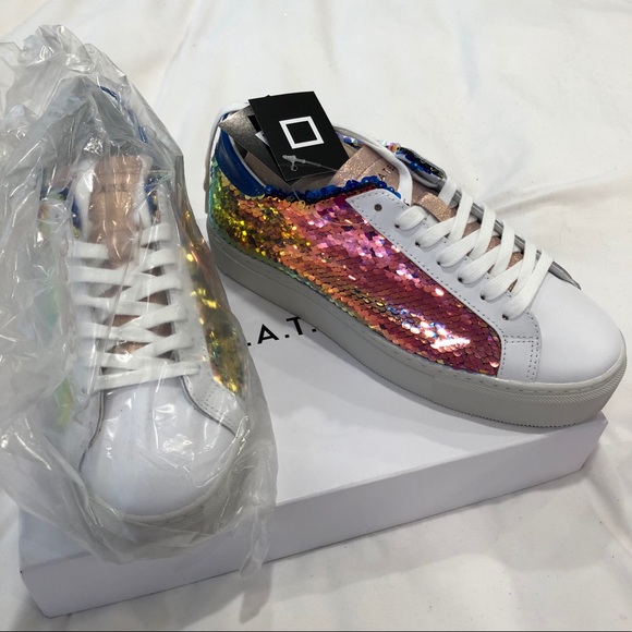 Holographic sequin D.A.T.E. luxury white sneakers